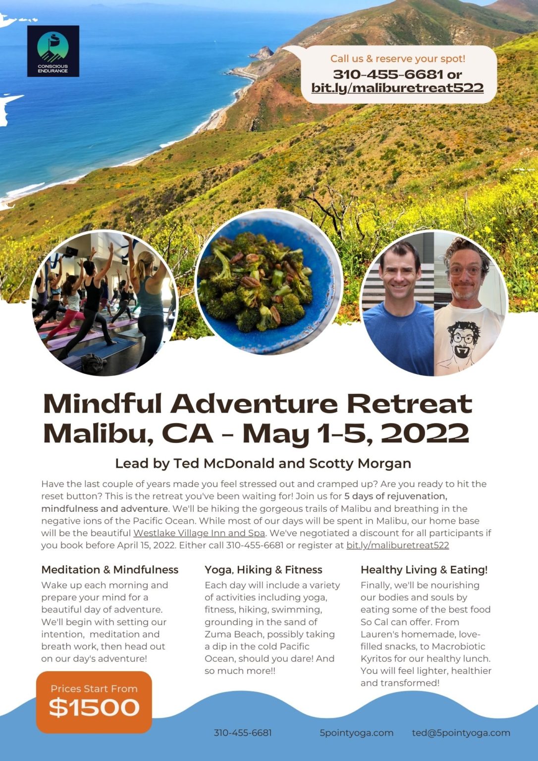 Mindful Adventure Retreat Malibu, CA May 15, 2022 5 point yoga